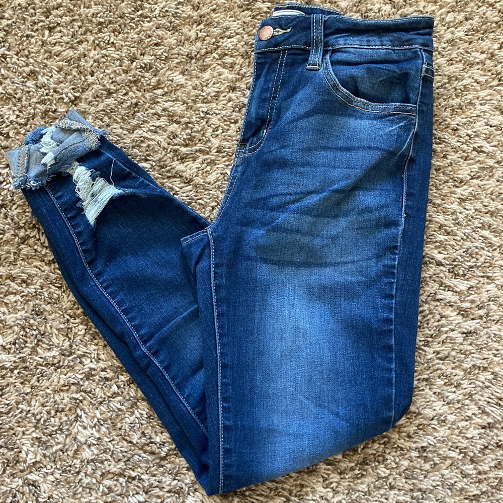 Kancan mid rise distressed jeans